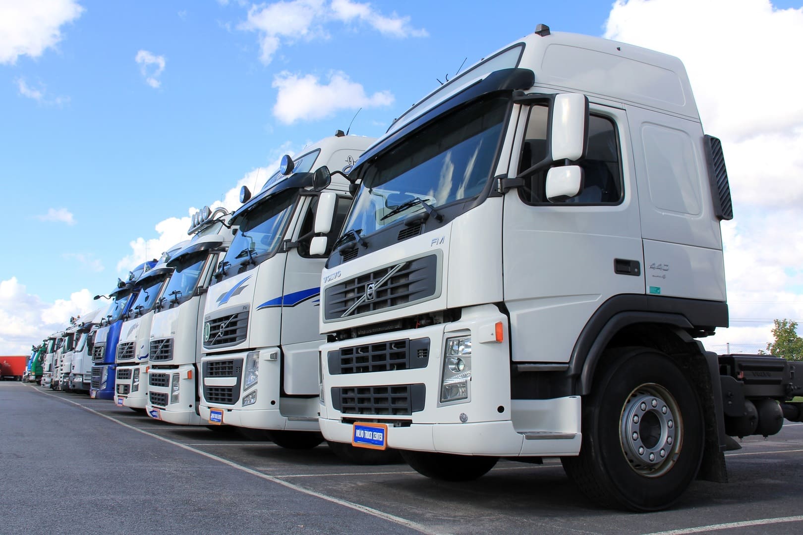 Many trucks of TTA Logistics lining up